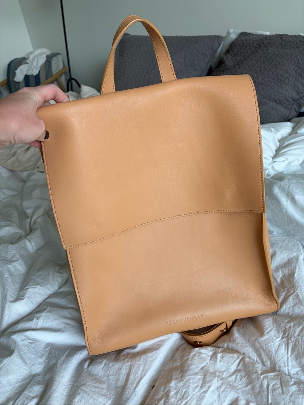 Teddi Joelle Leather Backpack in Tan